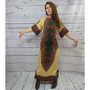 70s cotton Festival bell sleeve maxi dress
